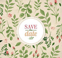 水彩花枝婚礼邀请海报矢量图