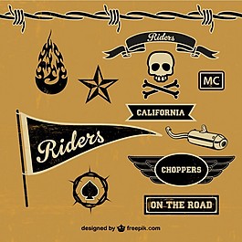 摩托车黑色元素标签