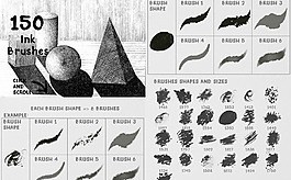 150款墨水和素描线条装饰PS笔刷