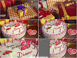 唯美精致的生日蛋糕礼物盒AE模板