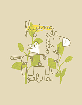 卡通动物印花素材 小马