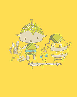 卡通动物印花素材 小蜜蜂