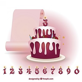 有蜡烛的草莓生日蛋糕