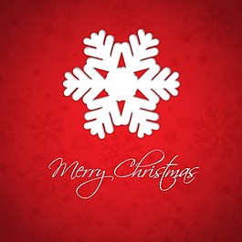 白雪花的红色圣诞卡