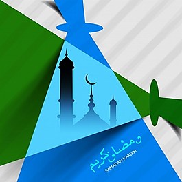 蓝色绿色斋月节图案