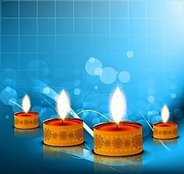 蓝色背景下的红色蜡烛