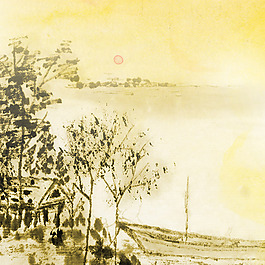 卡通手绘简笔画树背景