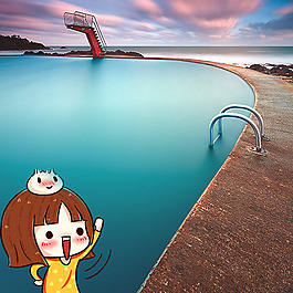 湖边图案
