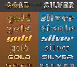 金色金属描边立体字字体样式