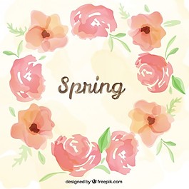 水彩风格的春天