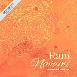 水彩画的RAM navami背景橙色的色调