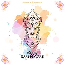 手的颜色飞溅背景绘制的RAM navami