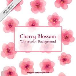水彩可爱的樱花背景