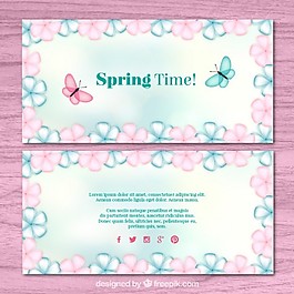 花春天的旗帜与蝴蝶