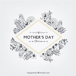 怀旧风格的花母亲节徽章