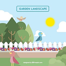 在平面设计中的可爱的花园