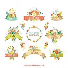 美丽的春天的鲜花和彩带