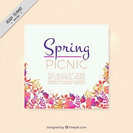 春天野餐的传单