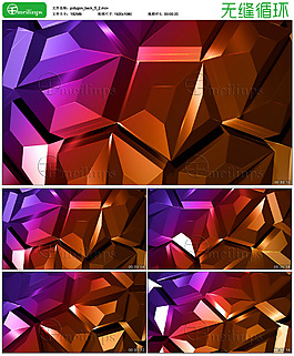 抽象风格的质感多边形旋转无缝循环 橙紫