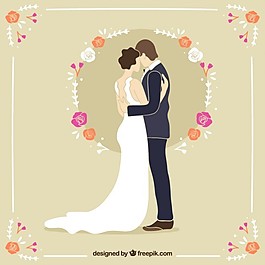 一对漂亮的手绘婚纱