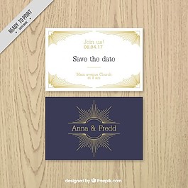 优雅的婚礼邀请与手绘的黄金细节