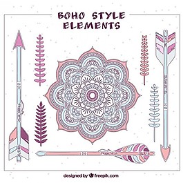 可爱的波希米亚风格的元素