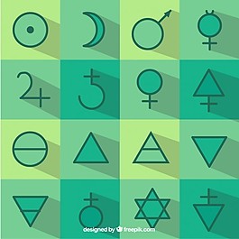 绿色音调中的符号