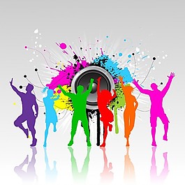 人在一个垃圾背景舞蹈丰富多彩的剪影