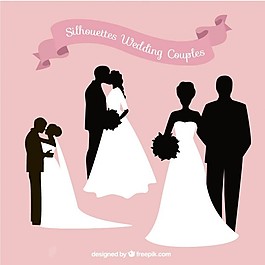 新婚夫妇的剪影