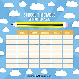 学校时间表用手拉铅笔