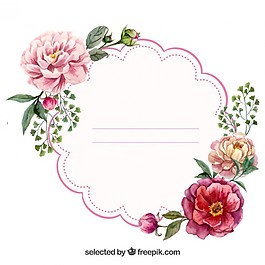 水彩花卉标签