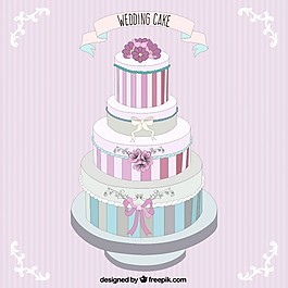 条纹的婚礼蛋糕