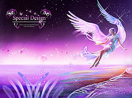 长翅膀的女孩子梦幻图片psd素材下载