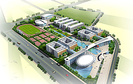 学校教学大楼与操场等PSD分层素材