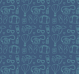 蓝色夏日元素无缝背景矢量素材