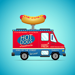 卡通热狗快餐车矢量素材图片