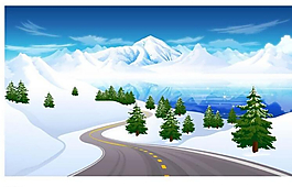 公路雪山矢量背景图片