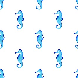 蓝色可爱小海马图片素材