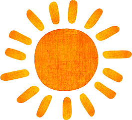 手绘夏日橙色太阳