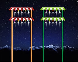 城市夜空舞台射灯灯杆效果