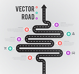 弯曲箭头公路商务信息图矢量