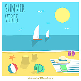 夏季海滩矢量素材