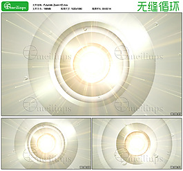 发散着光芒的圆环隧道循环视频素材HD