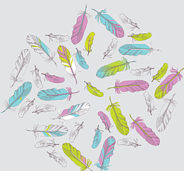 缤纷彩绘羽毛矢量素材
