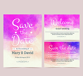 水彩婚礼卡片矢量图