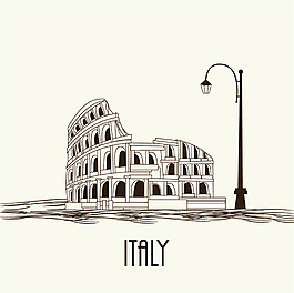 手绘著名建筑矢量