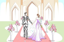 浪漫的婚礼插画