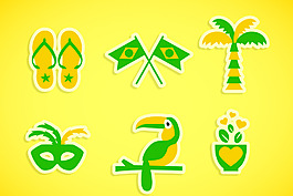 黄色背景巴西矢量图标素材