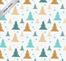 圣诞节扁平树木图案剪影素材