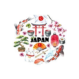 水彩日本风情主题
